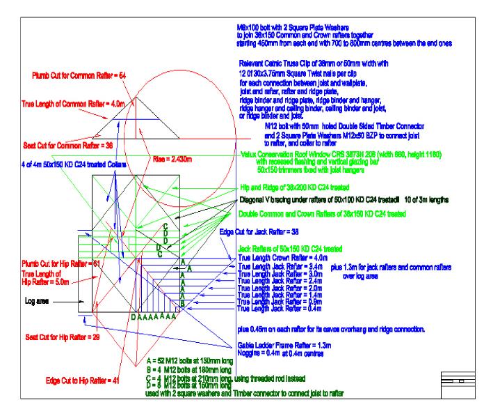 garage roof rafter details layout diagram used to calculate their lengths before buying the timber